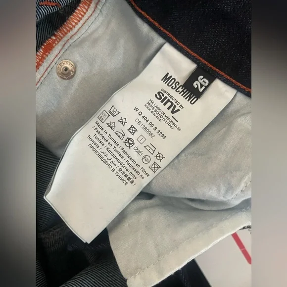 NWT LOVE MOSCHINO Mid-rise slim-leg dark denim jeans Size 26 - Picture 12 of 15